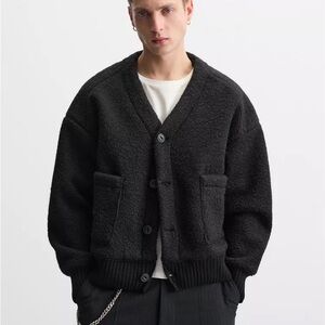 Men's Black Cardigan Sweater